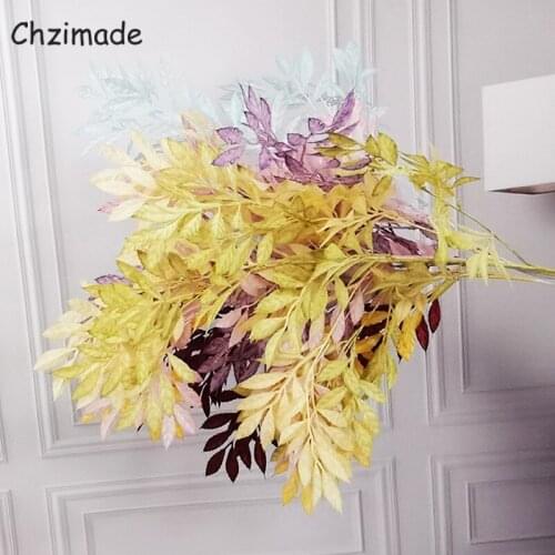 Chzimade Artificial Willow Leafts Bouquet Silk Fake Simulation Leaves Green Home Garden Wedding Decoration Faux Foliage
