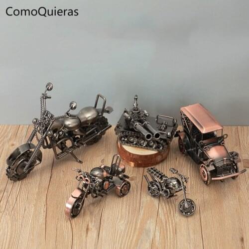 Tank Classic Cars Miniatures Motorcycles Model Ornaments Retro Iron Alloy Crafts Creative Home Decor Bar Coffee Table Decoration