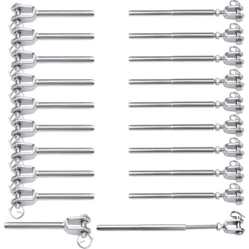 316 Stainless Steel Cable Railing Kits for 1/8" Wire Rope Jaw Swage Stud Turnbuckle Hand Swage Toggles T316 Marine Grade 10PCS