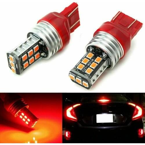 Red 7443 LED Flash Strobe Brake Stop Tail Light Bulbs For Honda Civic CR-V