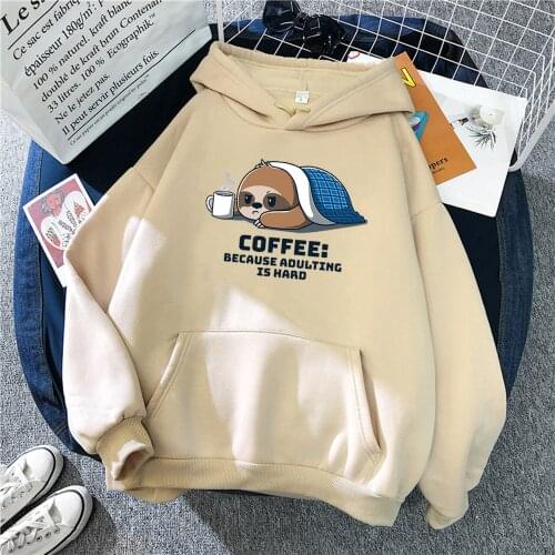 Sloth woman hoodie print Women Hoodie Cartoons Crewneck Clothes Vintage Loose Sweatshirt Street Hip Hop Hoody Womens gothic