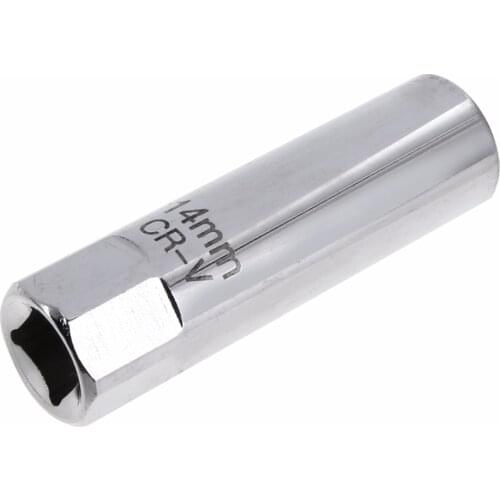 Mayitr 1pc Car Accessories For BMW Mercedes Nisan 3/8" 14mm Silver White Long Magnetic Thin Wall Useful Spark Plug Socket