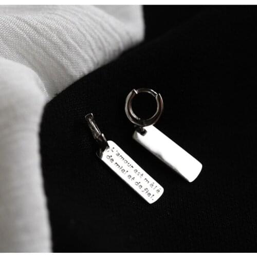 Minar Hip Hop Letters Square Metal Drop Pendant Earrings for Women Girls Geometric Irregular Earrings Streetwear Accessories