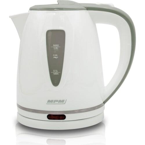 MPM MCZ-64 electric water kettle, 1 L, BPA free, hidden resistance, wireless, 1200W automatic power off White