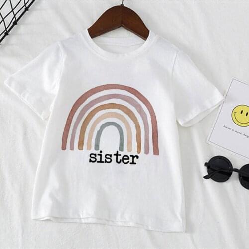 2021 New Hot Sale Seven-Color Rainbow Pattern Fashion Childrens Wear Suitable For 24-9t Kids T Shirt Boys Girls Casual Clothes