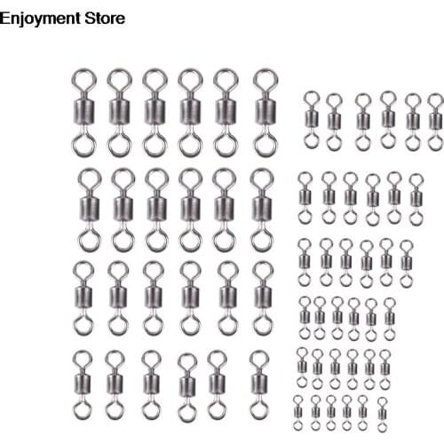 Hot 50PCS Fishing Barrel Bearing Rolling Swivel Solid Ring LB Lures Connector 11 Size New