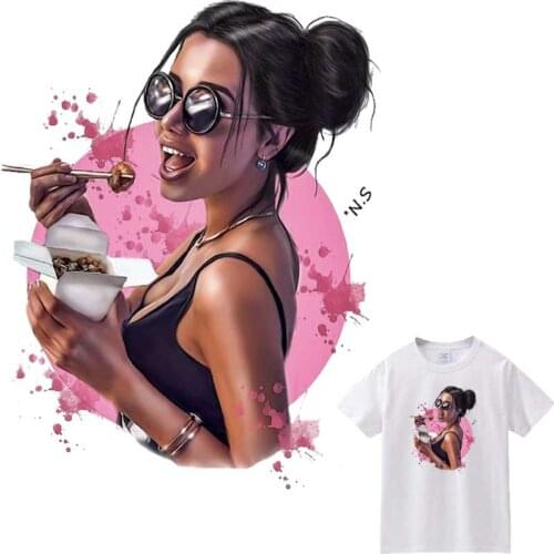 New Sexy Girl Patches For Clothes DIY Washable Woman T-Shirts Heat Transfer Thermal Sticker Fashion Personality Iron On Applique