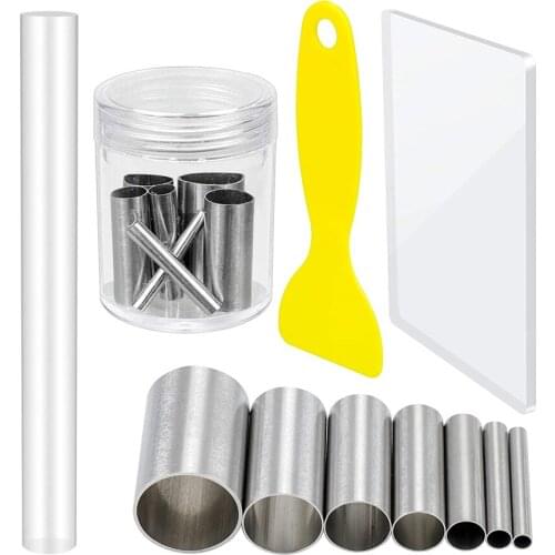 Polymer Clay Modeling Tool Cutters and Acrylic Roller Set Indentation Circle Shape Punch Mold Scrapers for Pottery Craft Making