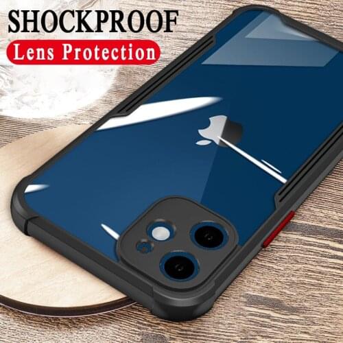 For iPhone 12 11 Pro MAX Mini Luxury Transparent Shockproof Silicone Phone Case For iPhone X XS XR 8 7 Plus SE 2020 Clear Cover