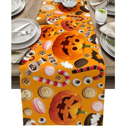 Halloween Pumpkin Cake Candy Texture Table Runner Luxury Wedding Decoration Table Cover Christmas Decoration Tablecloth