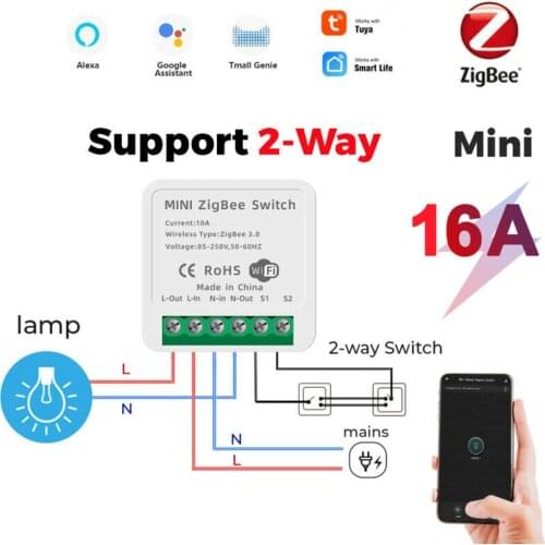 16A 2 Way MINI WiFi Smart Light Switch Relay Module DiY Smart Home Smart Life Tuya APP Remote Control Alexa Echo Google Home