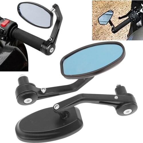 Universal 7/8" Handlebar End Mirrors Oval Custom Classic Side Mirrors for Chopper Bobber Cafe Racer ATV Quad Rearview Mirrors