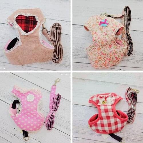On Sale Little Stock Harness For Cat With Rope Leash Set Cute Cloth Pet Dog Small Puppy Collar Vest For Outdoor Walking Animal