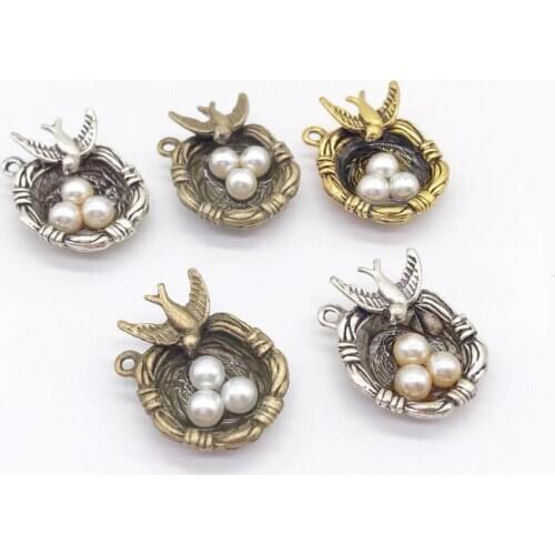 Vintage 3 pcs bird nest charms fit DIY hand made bracelet necklace earring charms Jewelry Making