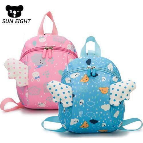 SUN EIGHT High Quality Lovely Children Backpack Cartoon Kindergarten School Bags For 1-4 Years Wing Anti Lost Backpack For Kids