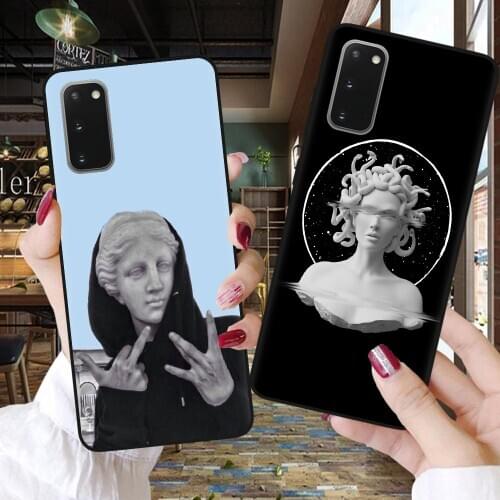 Funny David Statue Abstract Art Phone Case For Fundas Samsung S8 S9 S10 S20 FE S21 Plus Ultra S10E Mona Lisa Cover Etui Shell