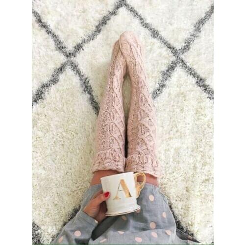 Womens Stockings 2019 New Solid Womens Warm Knitted Knee Stockings Soft Cotton Medium Thick Stockings