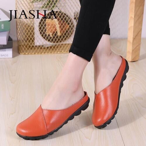 Women Flats 2021 Spring Autumn Slip-on Solid Genuine Leather Comfort Casual Shoes Woman Flats Basic Female Shoes Plus Size