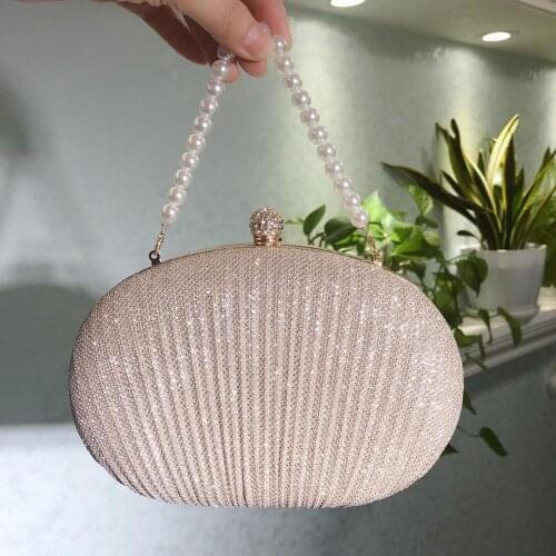 Female Crystal Clutch Bag For Women Gold Wedding party Clutch Purse Mini Handbags for Women Diamond Tote Chain Shoulder Bag
