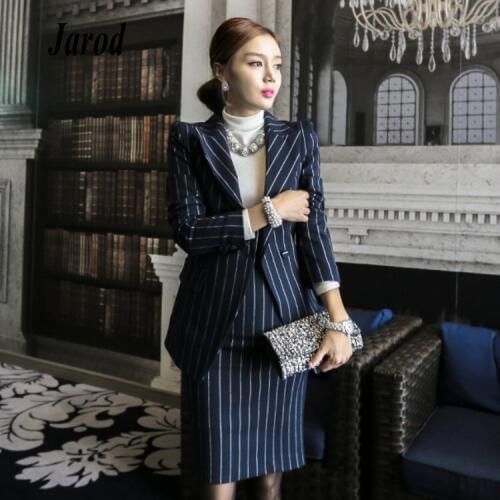 2019 Women Dress 2 Piece Set Stripe Top Suits and Bodycon Dresses Elegant Office Ladies Office OL Workwear Women Clothing