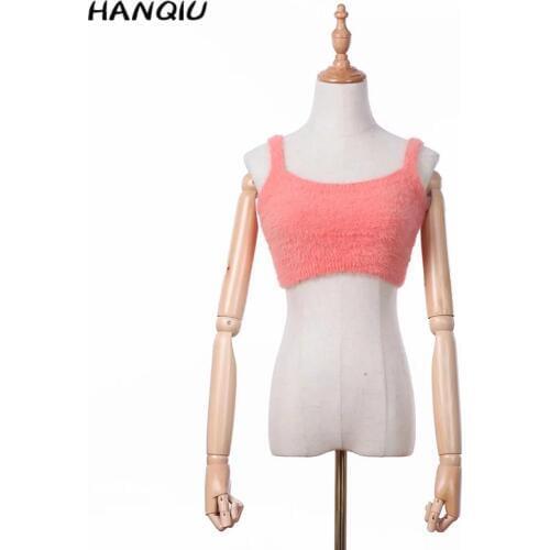 2020 Sexy backless kawaii pink crop top women shirt vintage mohair top streetwear korean clothes camis fall tops rave festiva