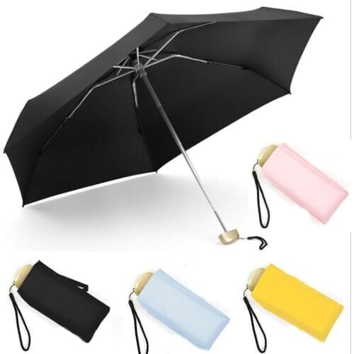 Umbrella Sun Rain Pocket Umbrella Anti UV Mini Five-folding Umbrella Folding Windproof Lightweight Travel Women Umbrella