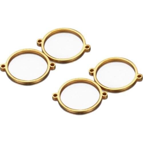 10pcs/Lot Stainless Steel Round Charm Circle Connectors Two Holes For DIY Jewelry Making Bracelet Necklace 13/16/19mm