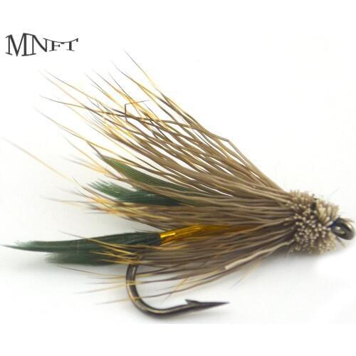 MNFT 10PCS 6# Brown Muddler Minnow Dry Fly Hooks Fishing Trout Salmon Dry Flies Fish Hook Lures