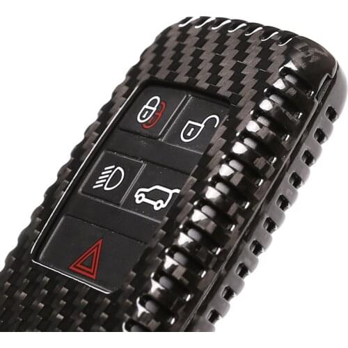 Car Accessories For Jaguar E-PACE 2018 2019 2020 2021Real Carbon Fiber Black Car Key Shell Protective Cover