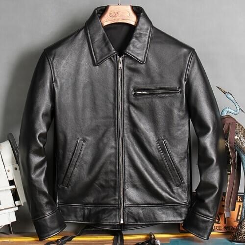 Free shipping.2020 New arrival leather coat,casual Quality genuine leather Jacket,mens black Cowhide clothing.wholesales