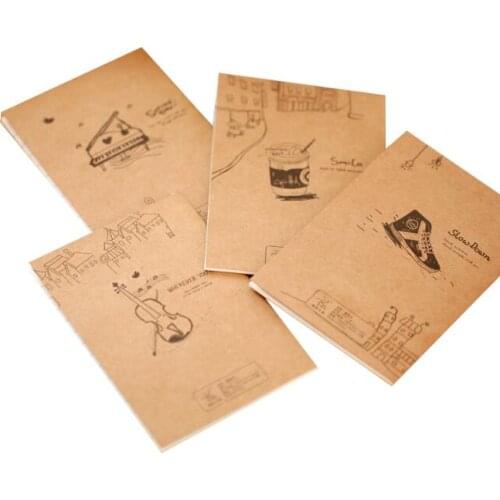 200pcs Vintage Notebook Soft Copy 64K Small Notepad Kraft Paper Notebook Portable Students Gifts#26587