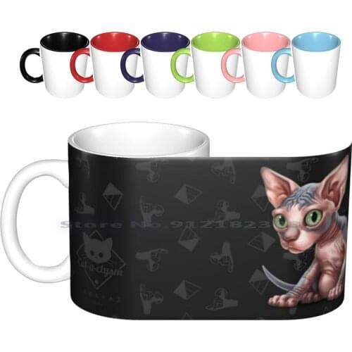 Cataclysm-Sphynx Kitten-Sphinx And Pyramids Ceramic Mugs Coffee Cups Milk Tea Mug Cat Kitten Gato Gatito Dark Halloween Chat