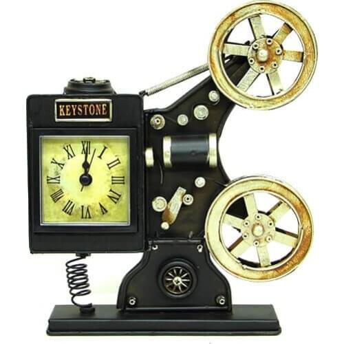 Decorative Metal Cinemascope Clock -Trinket, Miniature, Gift, Nostalgic, Vintage, Handmade, Hand Painted, quality Durable