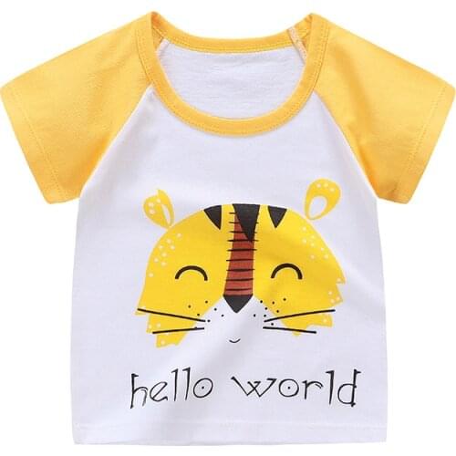 ZWY1110 Boys & Girls Cartoon T-shirts Kids Dinosaur Print T Shirt Children Summer Short Sleeve T-shirt Cotton Tops Clothing