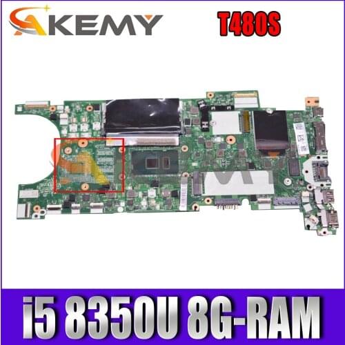 For Lenovo Thinkpad T480S laptop motherboard NM-B471 W/ CPU i5 8350U 8G-RAM tested FRU 01LV642 01LV653 2HL842 Mainboard