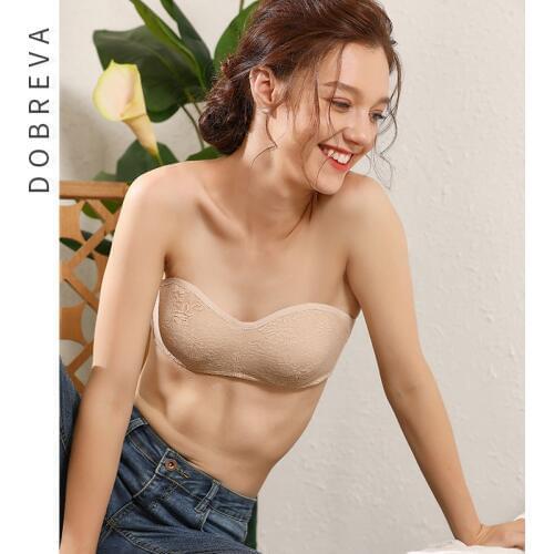 DOBREVA Sexy Lace Backless Bras For Women Lingerie Brassiere Full Cup Invisible Multiway Strapless Bra Underwear
