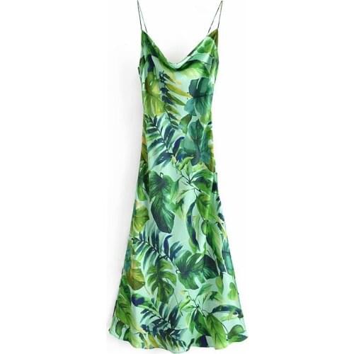 DOUJILI 2021 Fashion Women Green Dress Sleeveless Spaghetti Strap Summer Long Dress Casual Soft Dress