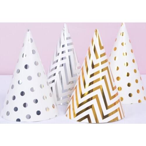 Birthday Party Hats Polka Dot Stripe Baby Kids Birthday Party Handmade Paper Cap Decoration Hat LX2395