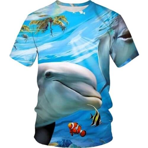 Summer new style 3D underwater world mens/womens short-sleeved T-shirt fashion casual pattern T shirt round neck breathable