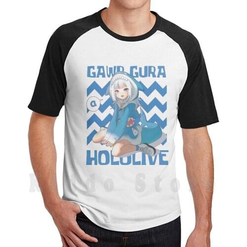 Hololive En - Gawr Gura Say " A " Hololive T Shirt Diy Big Size 100% Cotton Gawr Gura Vtuber Hololive Gawr Gura Virtual