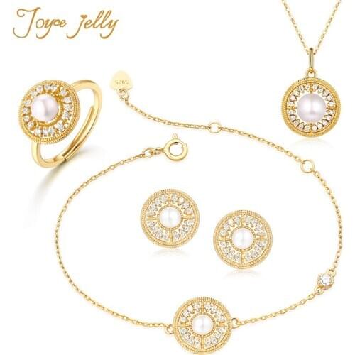 JoyceJelly 925 Sterling Silver Trendy Women Jewelry Set Fashion Ring Bracelet Necklace Earrings for Wedding Jewelry Wholesale
