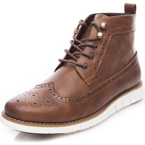 Classic Men Boots British Chelsea Boots Brogue Style Faux Leather Ankle Boots Autumn British Dress Shoes for Male Plus Size 47