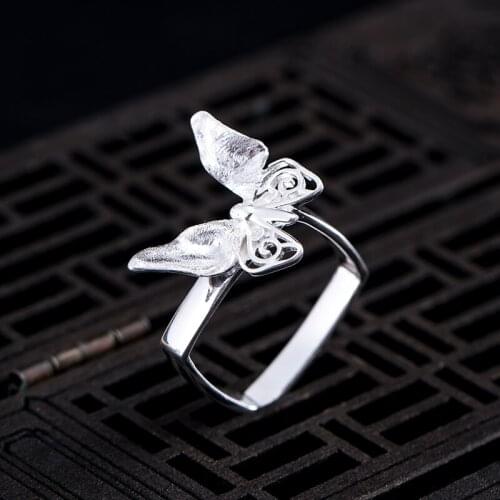 VLA 925 Sterling Silver Creative Design Insect Womens Ring Fashion Simple Temperament Butterfly Ring For Teens