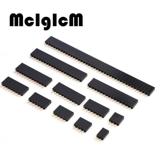 Female Pin Header 2.54mm Pitch 2/3/4/5/6/7/8/9/10/11/12/13/14/15/16/20 Pin PCB Female Pin Header Connector Straight Single Row