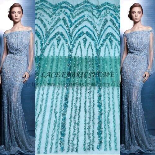 La Belleza Hot hot fashion style green/black/gray beading lace fabric wedding/evening dress lace fabric