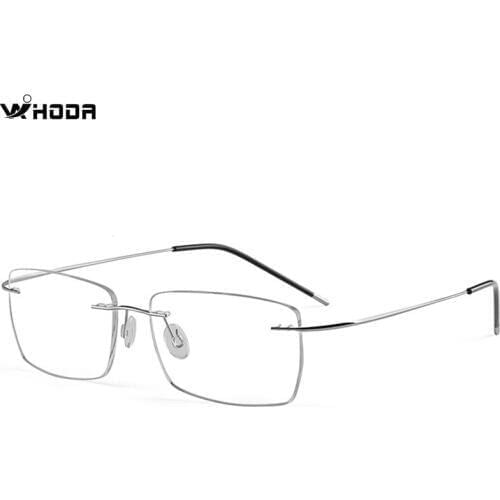 Male Screwless Titanium Rimless Glasses Frames, Men Business Prescription Myopia Optical Eyeglasses Frame, Square Eyewear F961