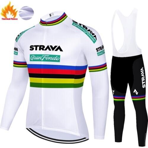 Maillot cyclisme homme STRAVA rainbow jersey 20D gel pad cycling Pants Winter Thermal Fleece abbigliamento bici da corsa uomo