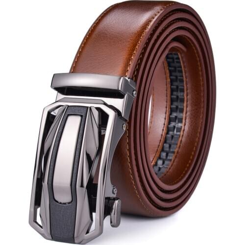 Mens Leather Ratchet Belt Dress with Slide Click Automatic Buckle Plus Size 65cm To 160cm Luxury Ceinture
