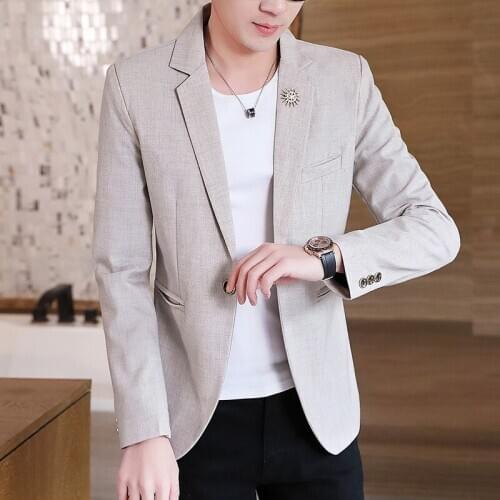 2021 Mens Autumn Trend Slim-Fitting Suit Youth Stripes Handsome Casual New men blazer