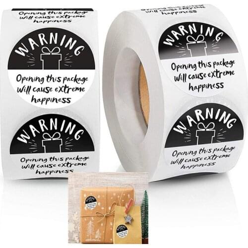 500pcs Happiness Stickers Black White Adorable Warning Sricker Labels Adhesive Tags Craft Round Planner Stickers Packaging Gift